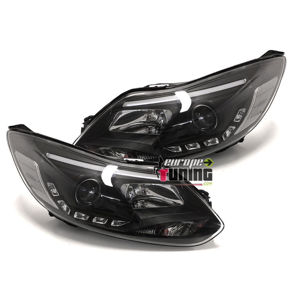 PHARES AVANTS NOIRS FEUX LED LIGHT BAR FORD FOCUS 3 2011-2014 (02809)