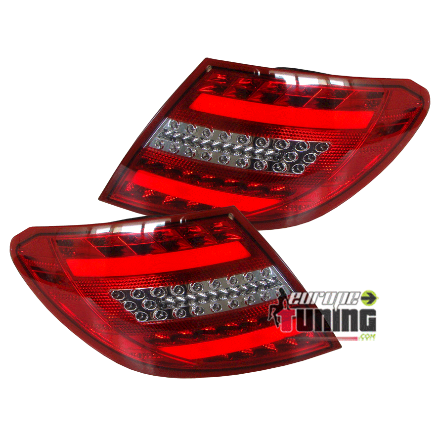 FEUX FULL LED ROUGES CLAIRS MERCEDES CLASSE C W204 BERLINE 2007-2010 (03279)