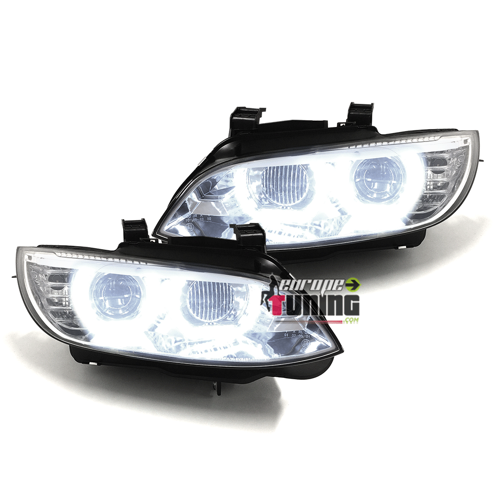 PHARES FEUX CELIS LEDS EN U DIURNE DRL DE JOUR BMW SERIE 3 E92 & E93 PHASES 1 AU XENON (04760)