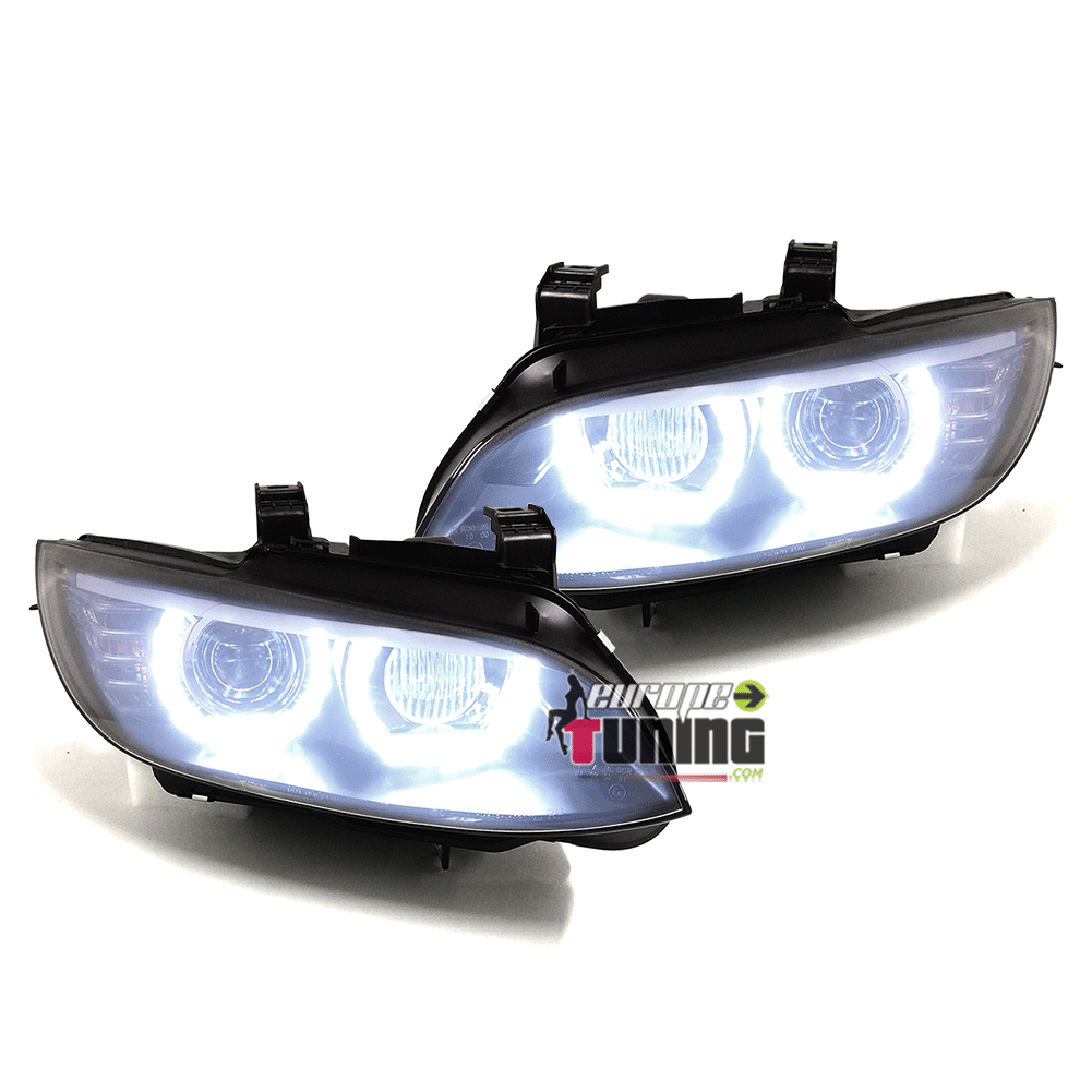 PHARES FEUX CELIS NOIRS LEDS EN U AVEC ECLAIRAGE ADAPTATIF BMW SERIE 3 E92 & E93 (04763)