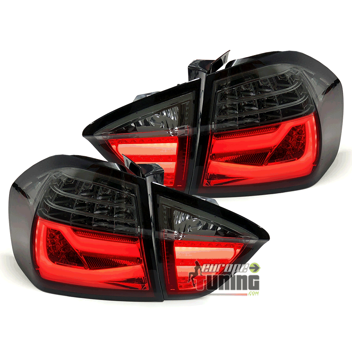 FEUX ROUGE NOIR LEDS BANDES CELIS BMW SERIE 3 E90 BERLINE PHASE 1 05-08 (06159)