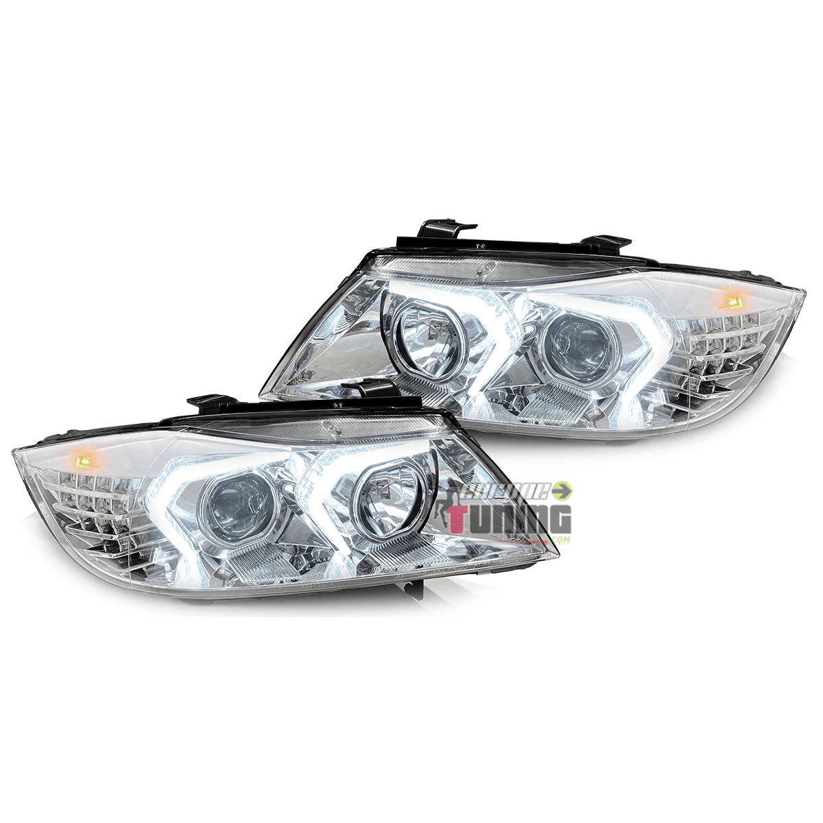 PHARES FEUX AVANTS ANGEL EYES CELIS BMW SERIE 3 E90 & E91 PHASES 1 05-08 (06061)