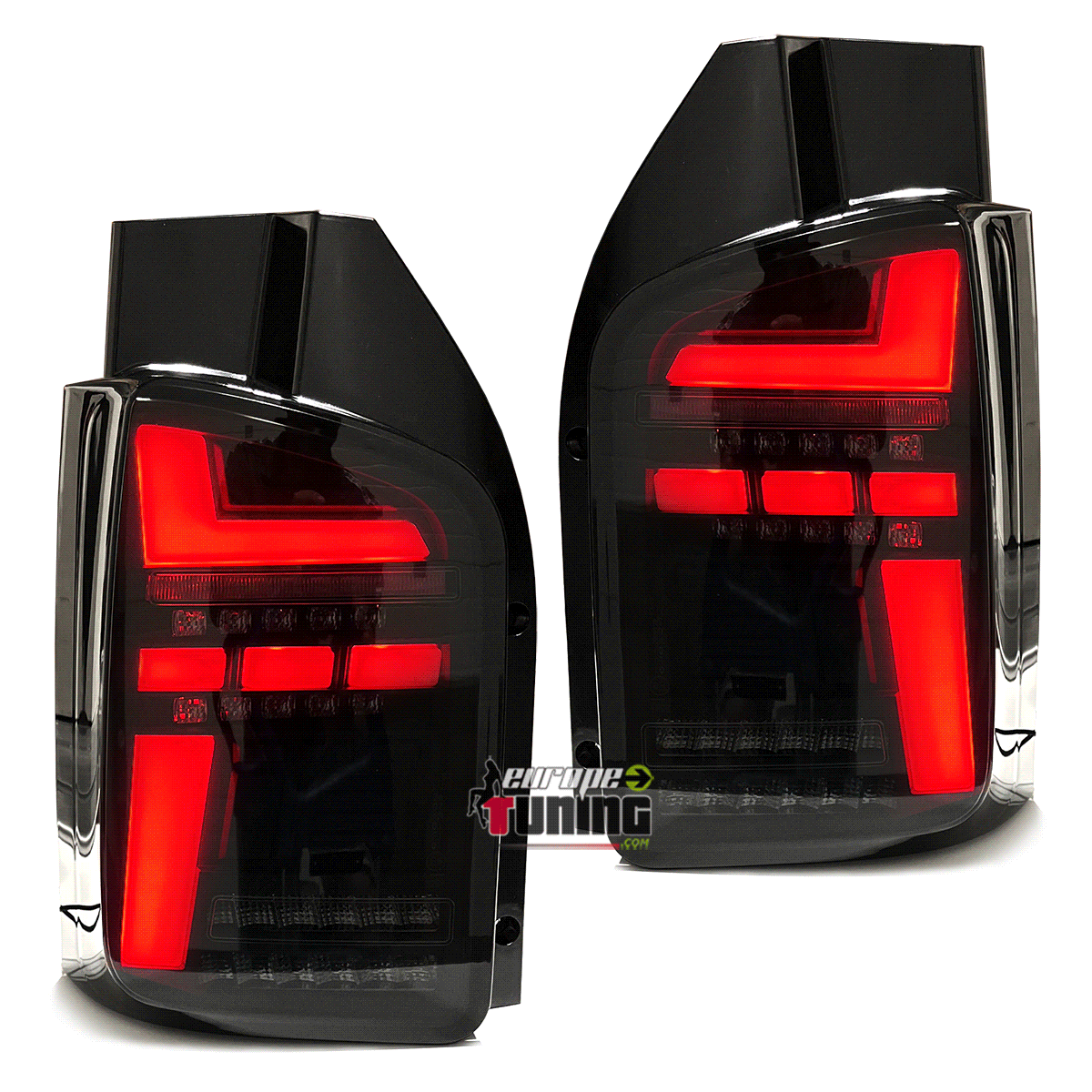 FEUX ROUGES NOIRS LEDS DYNAMIQUES VW T5 BUS TRANSPORTEUR COFFRE 2 PORTES 2003-2009 (06188)