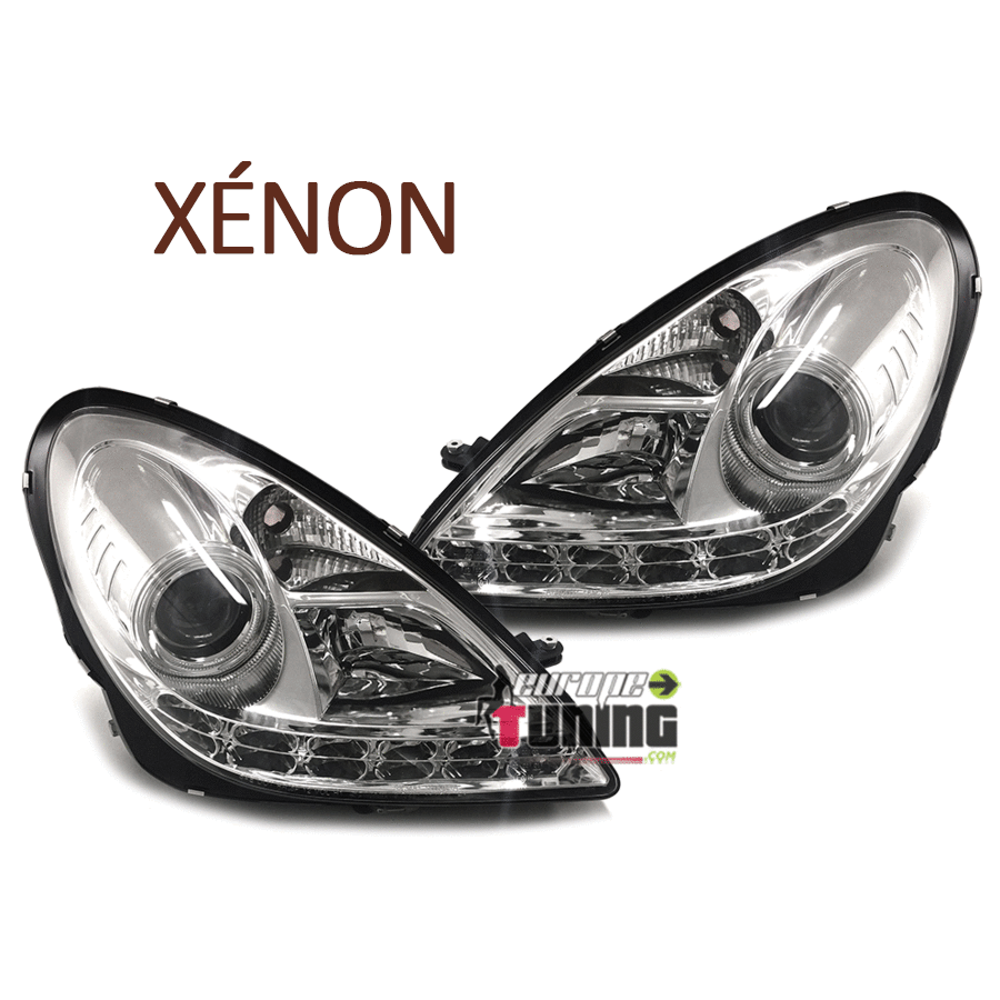 PHARES XENON DEVIL EYES CHROMES FEUX BANDES LED MERCEDES SLK R171 (06346)